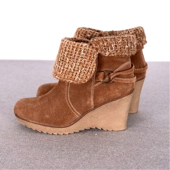 Bjorndal Brown Suede Leather Lilly Boot Booties Women's Size 7 Sweater Top Wedge - Picture 4 of 8